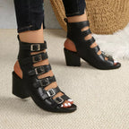 Buckle Block Heels Sandals - Plush Fashion Hub