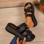 Open toe platform sandals from Plush Fashion Hub featuring a stylish design and chunky heel for casual or dressy wear.