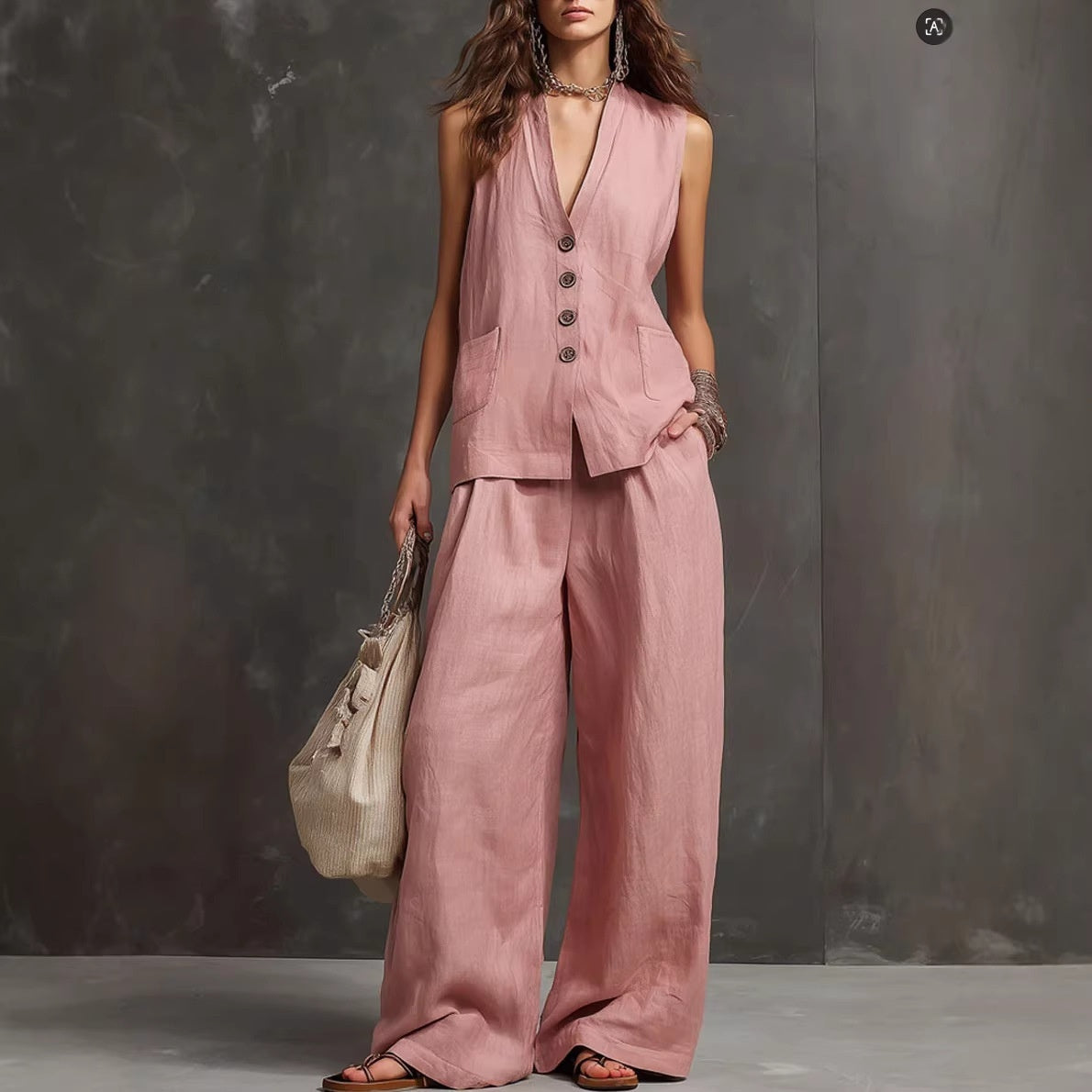 Women's Sleeveless Vest & Wide-Leg Pants Two-Piece Set – 10 Colors XS–3XL FitiqueFit