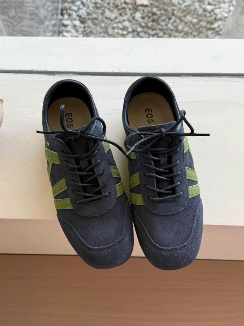 Women's casual suede and nylon lace-up flat sneakers by Trendsi, featuring a stylish and comfortable design with a flat sole.