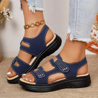 Open toe platform sandals by Plush Fashion Hub featuring stylish design and chunky heels, perfect for summer footwear.