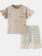 Children's Ruffled Round Neck Tee and Shorts - Plush Fashion Hub