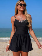 Color Block Adjustable Strap One - Piece Swimsuit for Women - Plush Fashion Hub