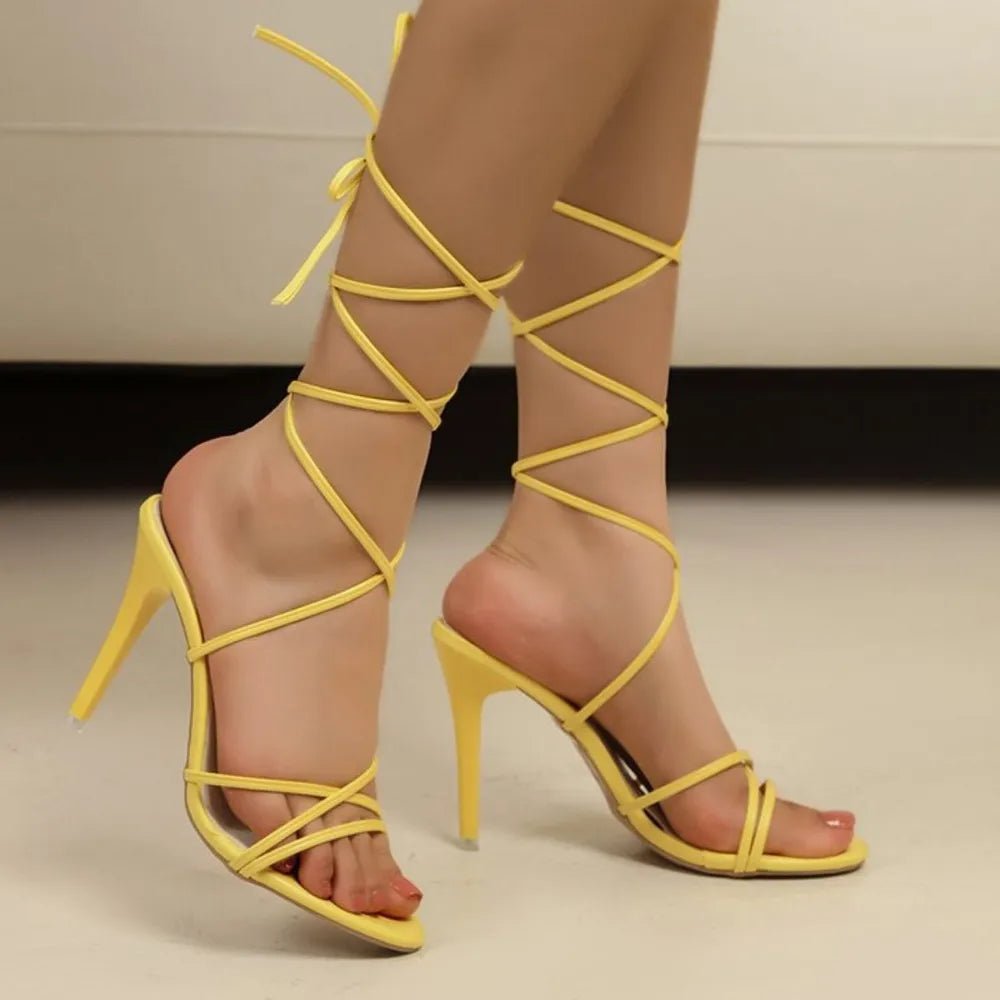 Cross Strap Stiletto Sandals - Plush Fashion Hub