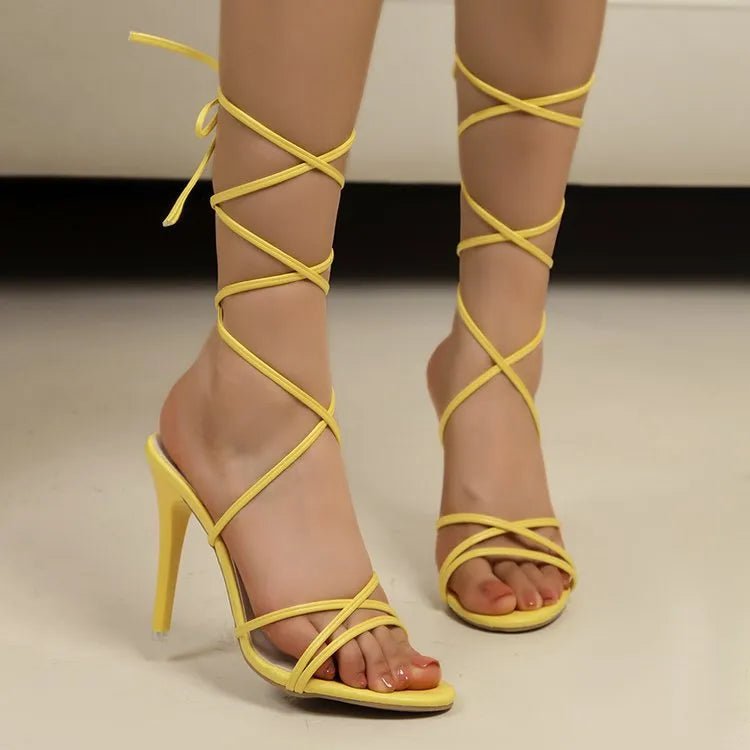 Cross Strap Stiletto Sandals - Plush Fashion Hub