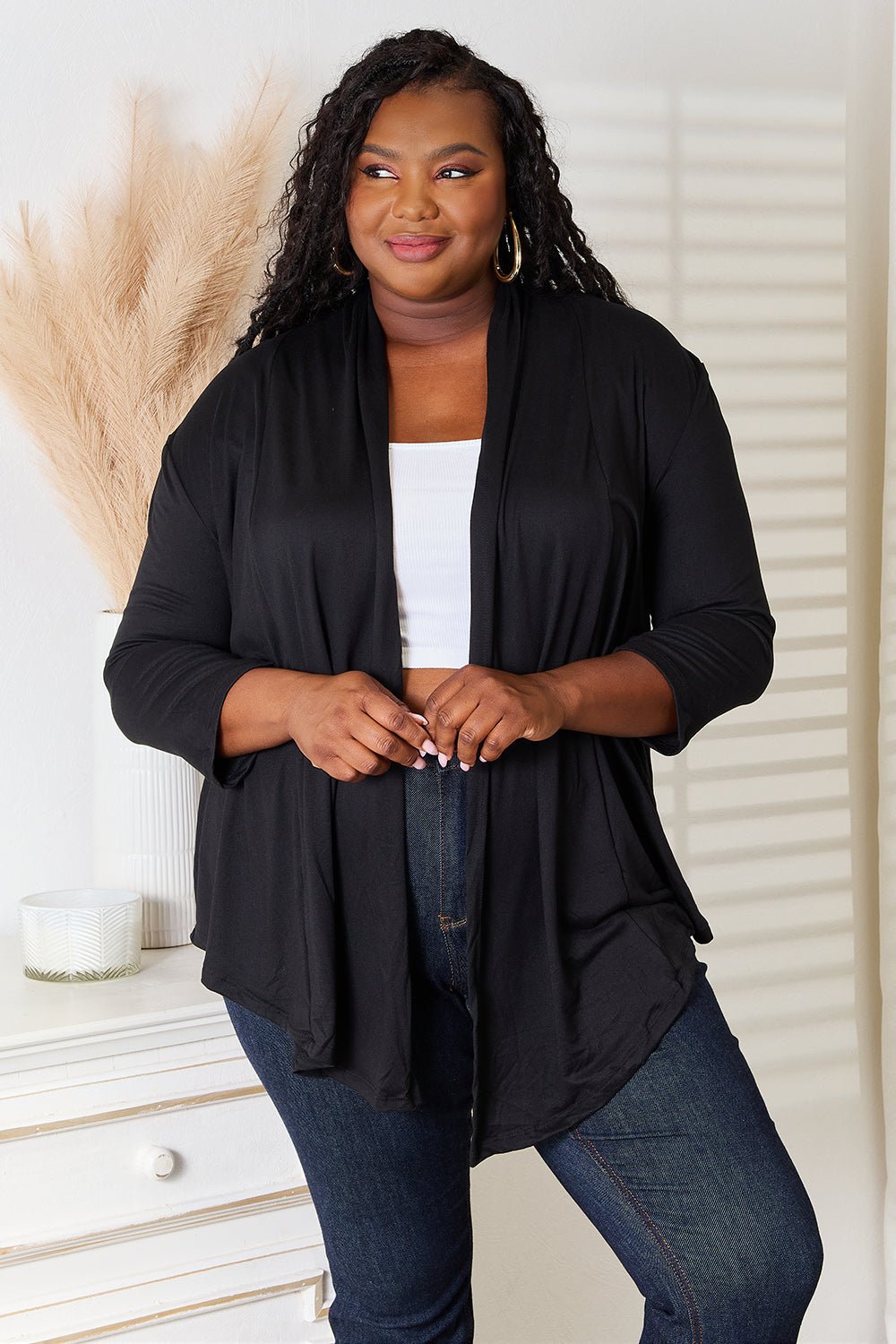 Culture Code Full Size Open Front Cardigan - Plush Fashion Hub