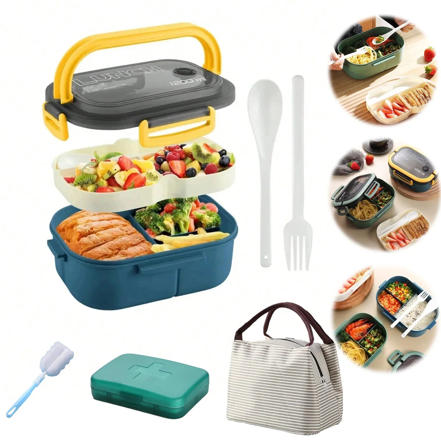 Cute Lunch Compartments Microwave lunch box Outdoor Camping Picnic Food Container - Plush Fashion Hub