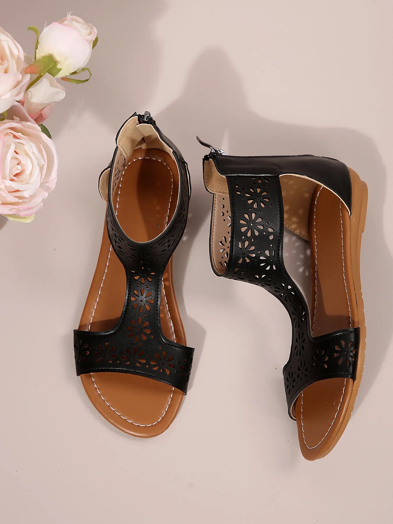 Cutout Open Toe Sandals - Plush Fashion Hub