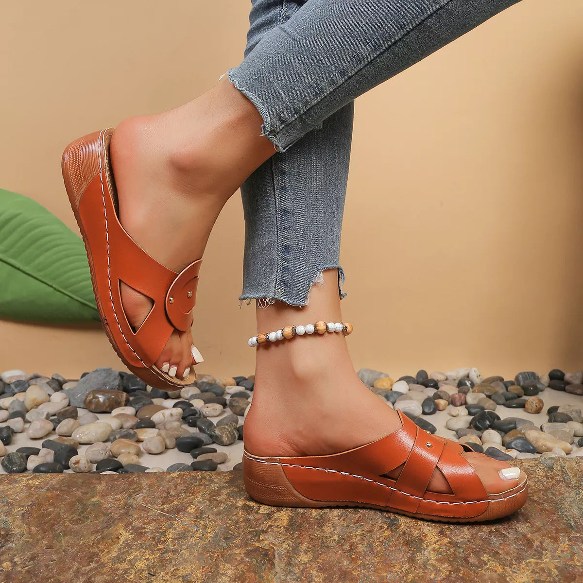 Open toe wedge sandals by Plush Fashion Hub featuring a stylish design with a comfortable heel and open toe for summer wear.