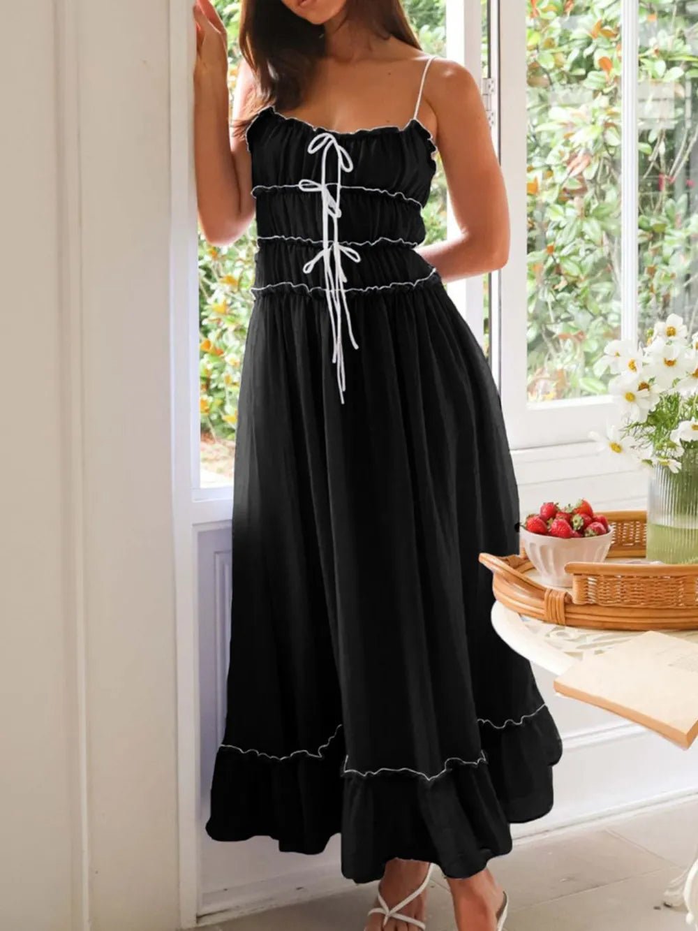 Devine Frill Ruffled Hem Midi Cami Dress - Plush Fashion Hub