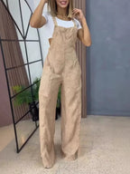 Full size wide-leg denim overalls by Trendsi, featuring a one-piece design with adjustable straps and classic denim fabric.
