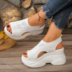 Open toe platform sandals by Plush Fashion Hub featuring a stylish design with chunky heels and open toe style.