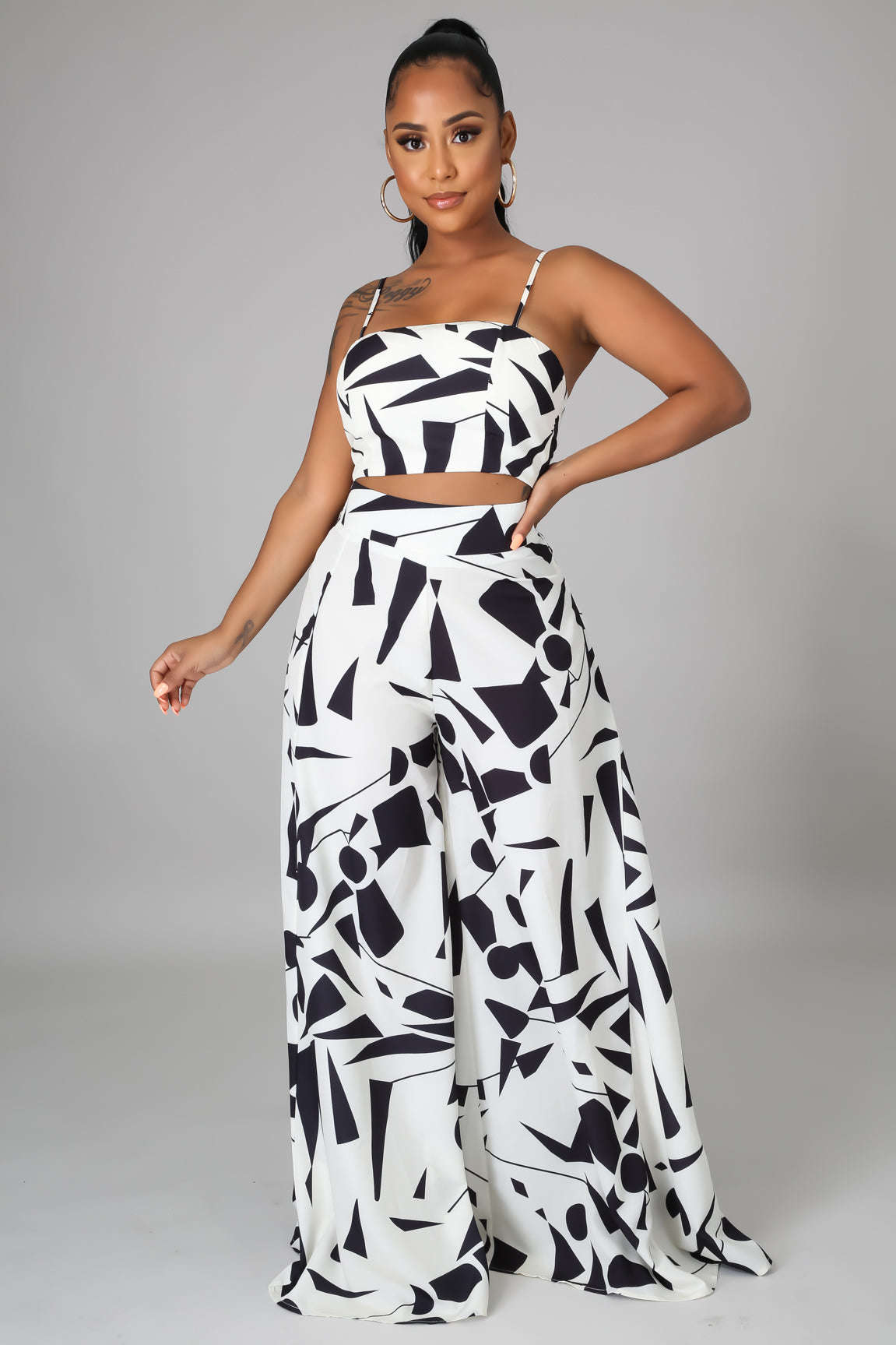 Fasheabe Abstract Shapes Print Pant Set Fasheabe