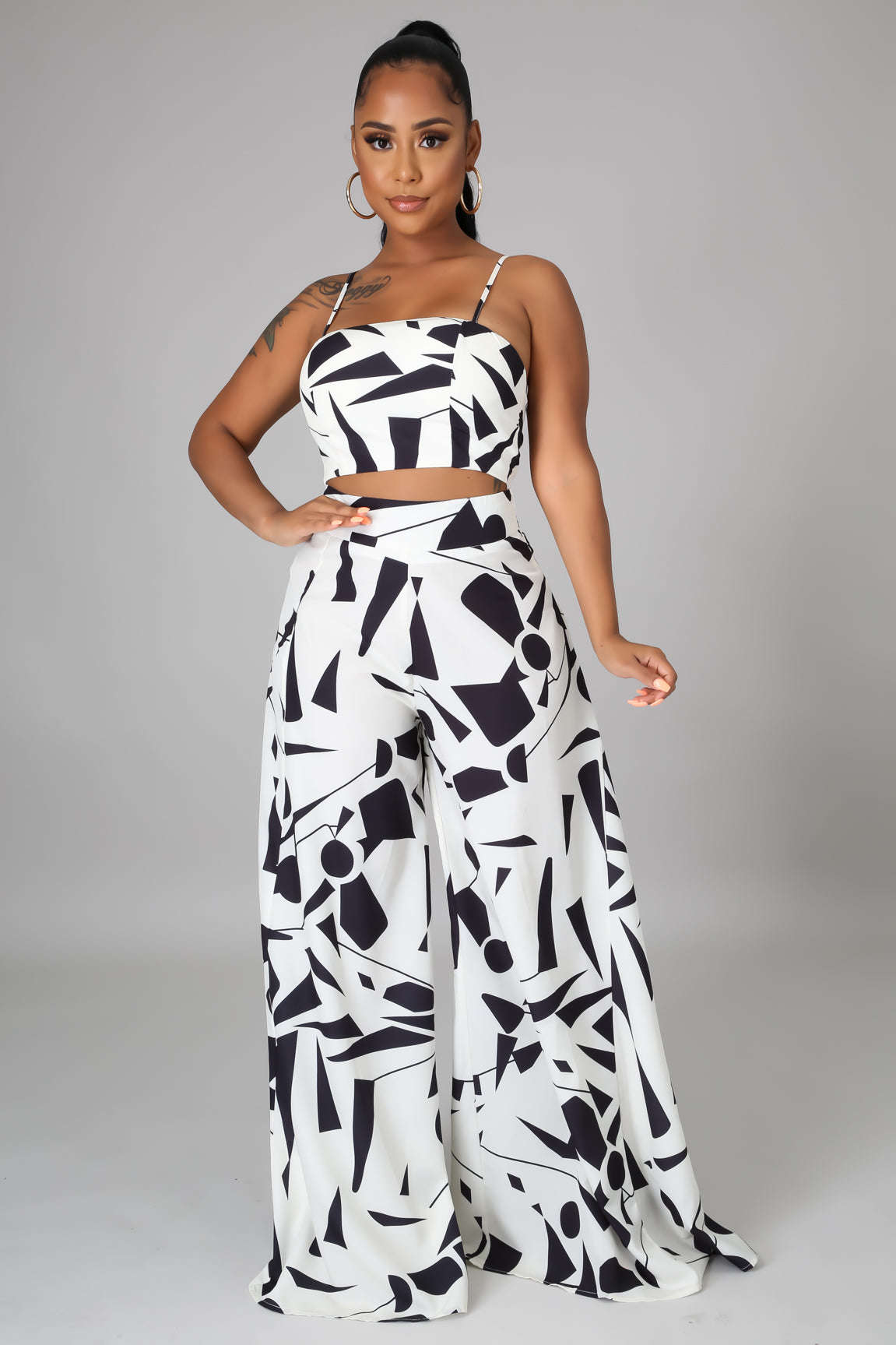 Fasheabe Abstract Shapes Print Pant Set Fasheabe