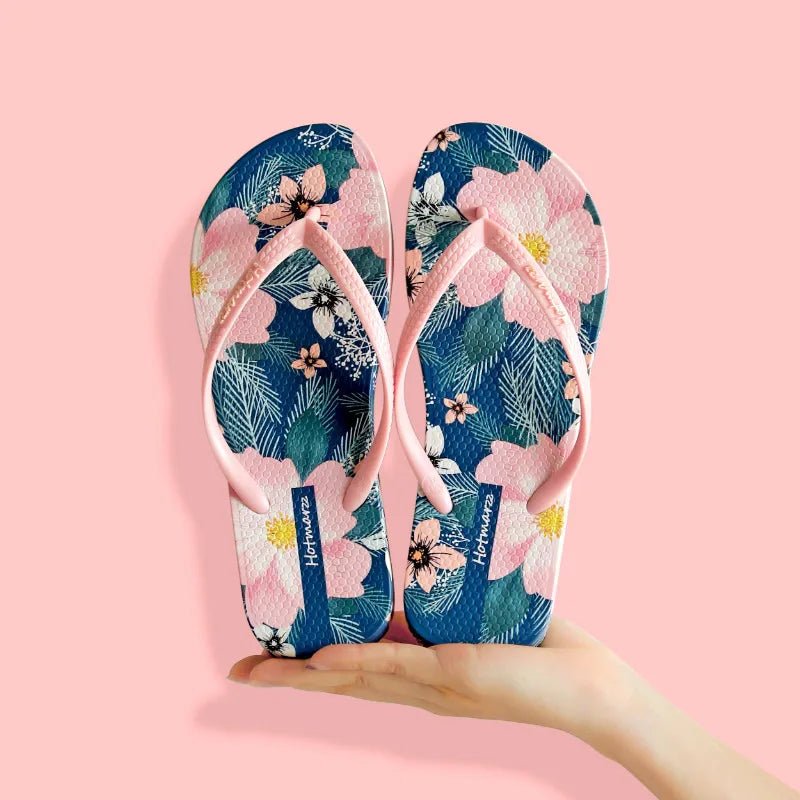 Floral Print Summer Toe Post Slippers - Plush Fashion Hub