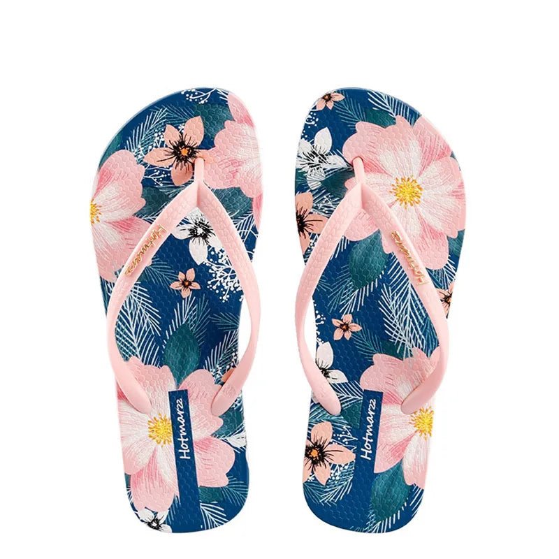 Floral Print Summer Toe Post Slippers - Plush Fashion Hub