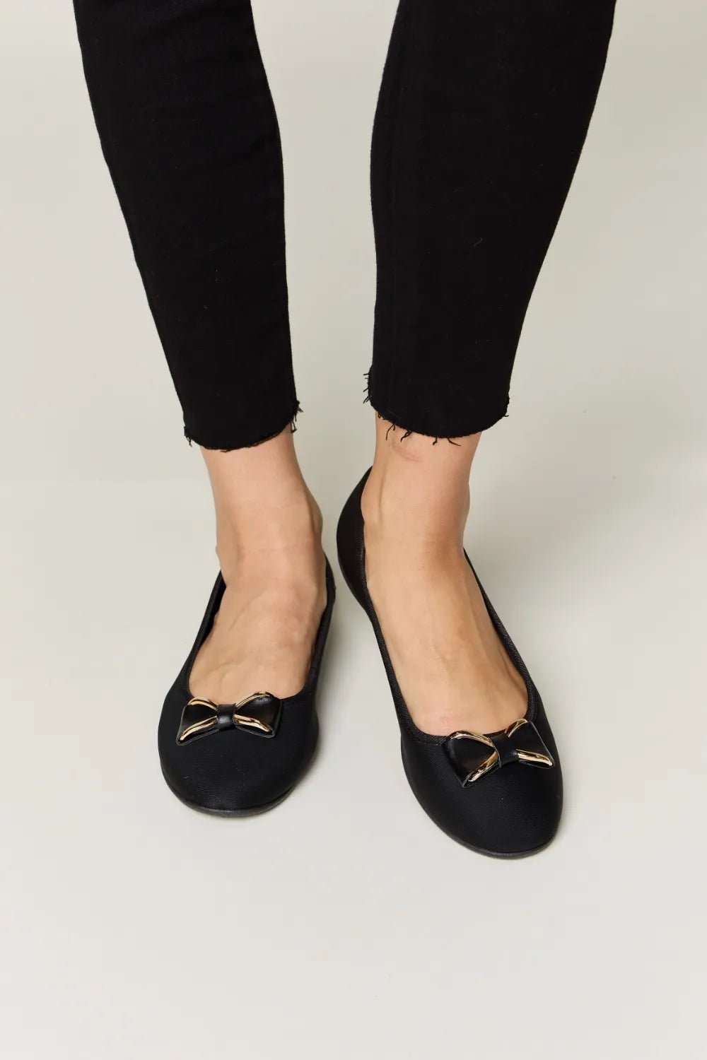 Women's metal buckle flat loafers by Trendsi, stylish and comfortable office and casual footwear with sleek metal buckle detail.