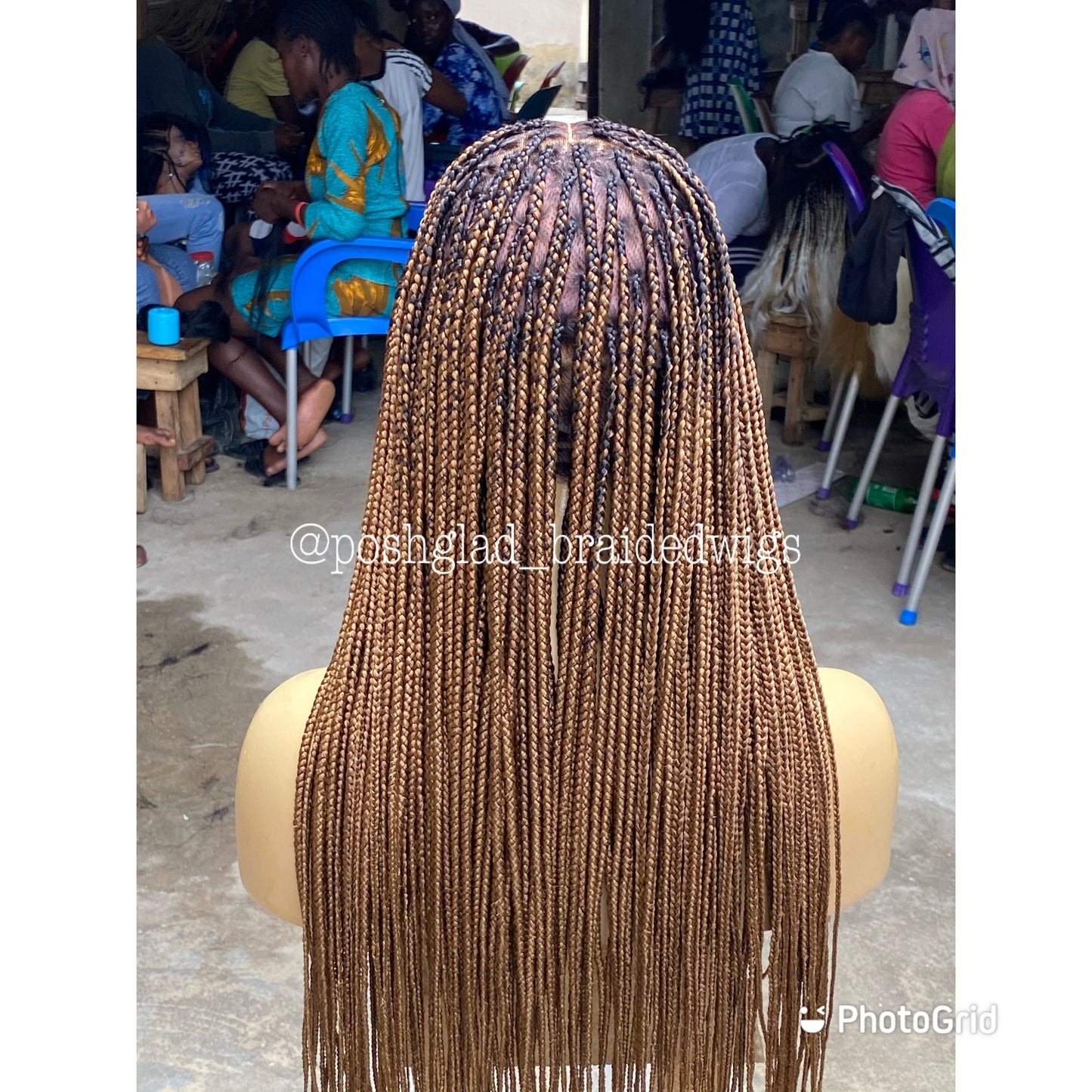 Shade Knotless Braid Wig, Full Lace, Color mix, Waist Length, Glueless Poshglad Braided Wigs