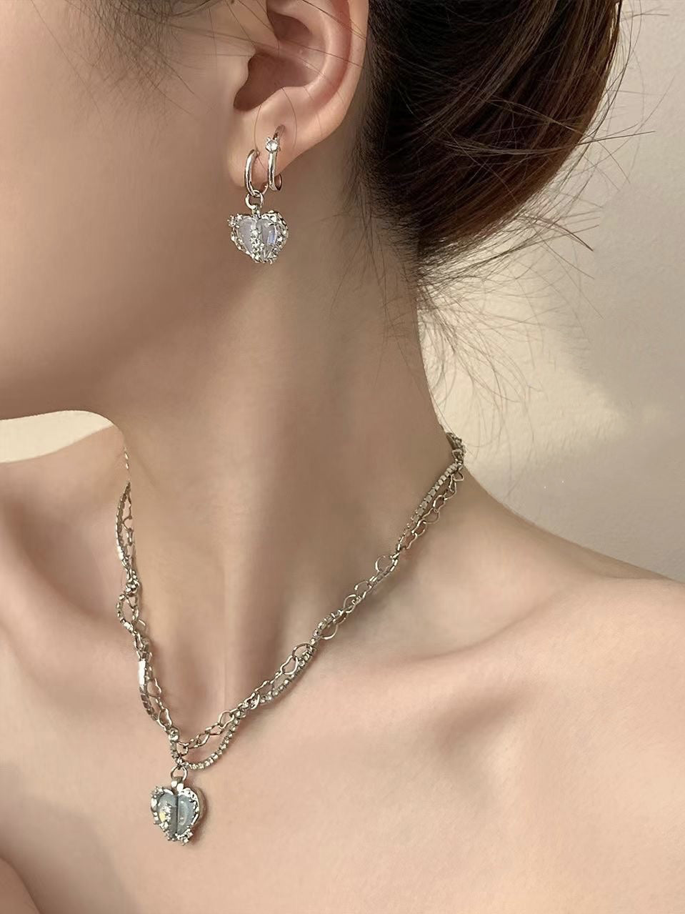 Sparkling Heart Bone-On Earrings Plush Fashion Hub