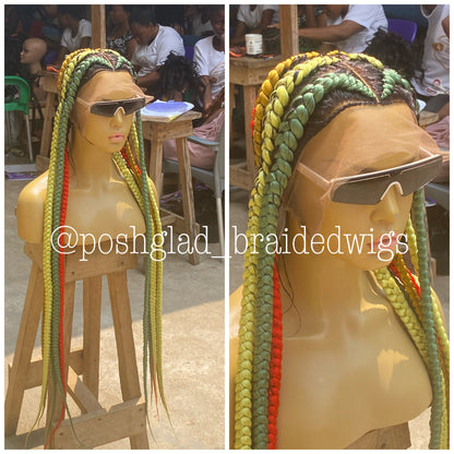 Pop Smoke Wig "Swiss Full Lace" Mixed Colors Poshglad Braided Wigs