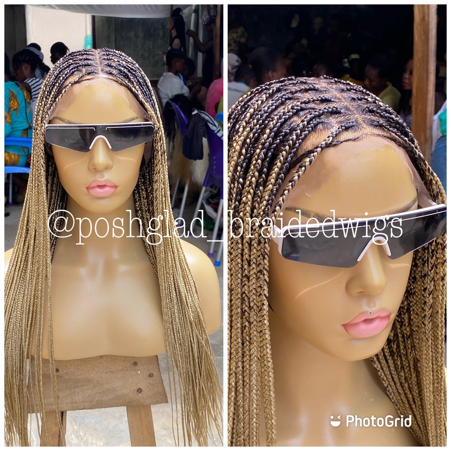 Scalp-looking Knotless Braid Wig, Full Lace, color 22 Poshglad Braided Wigs
