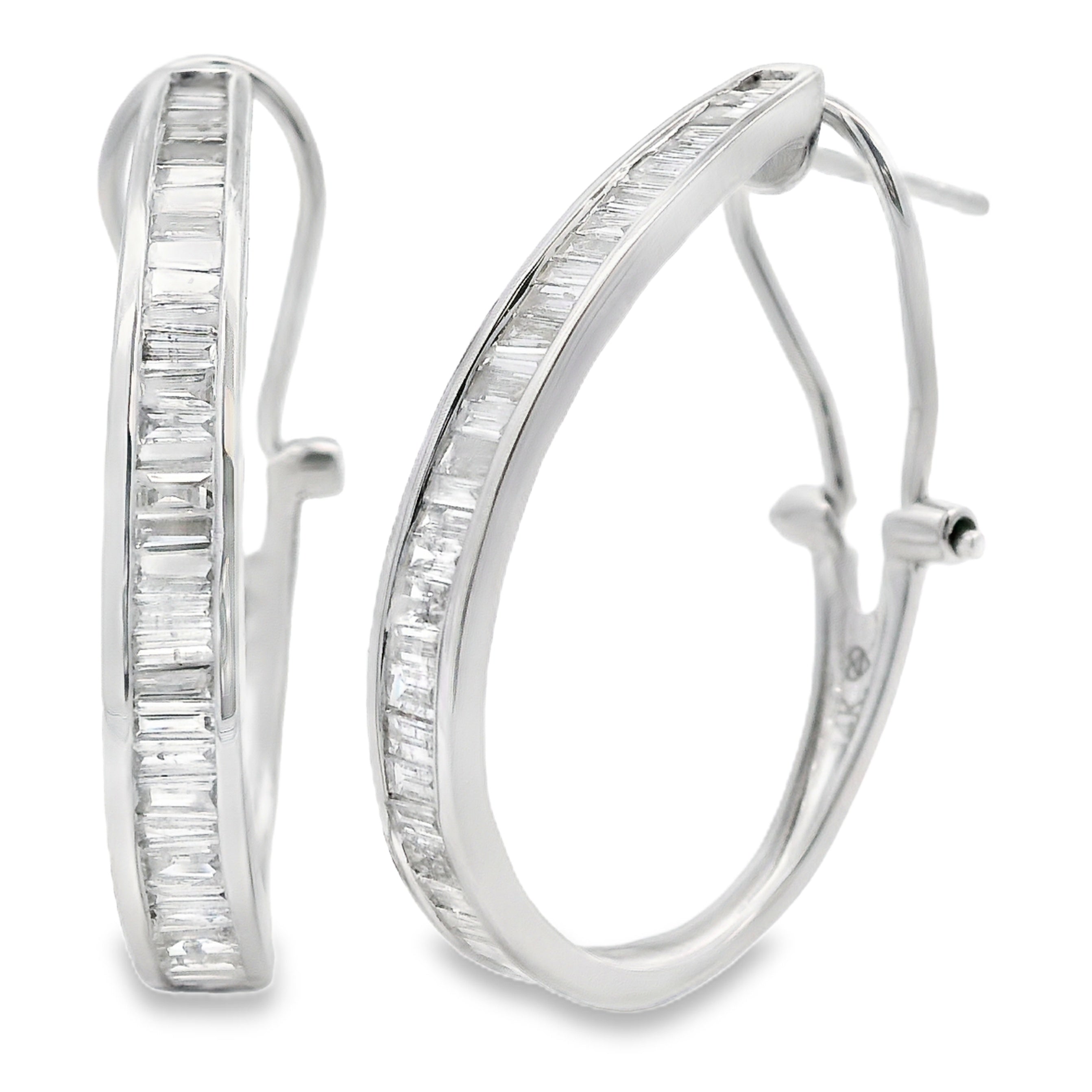 Genuine 1.00ct Diamond Hoop Earrings 14KT White Gold