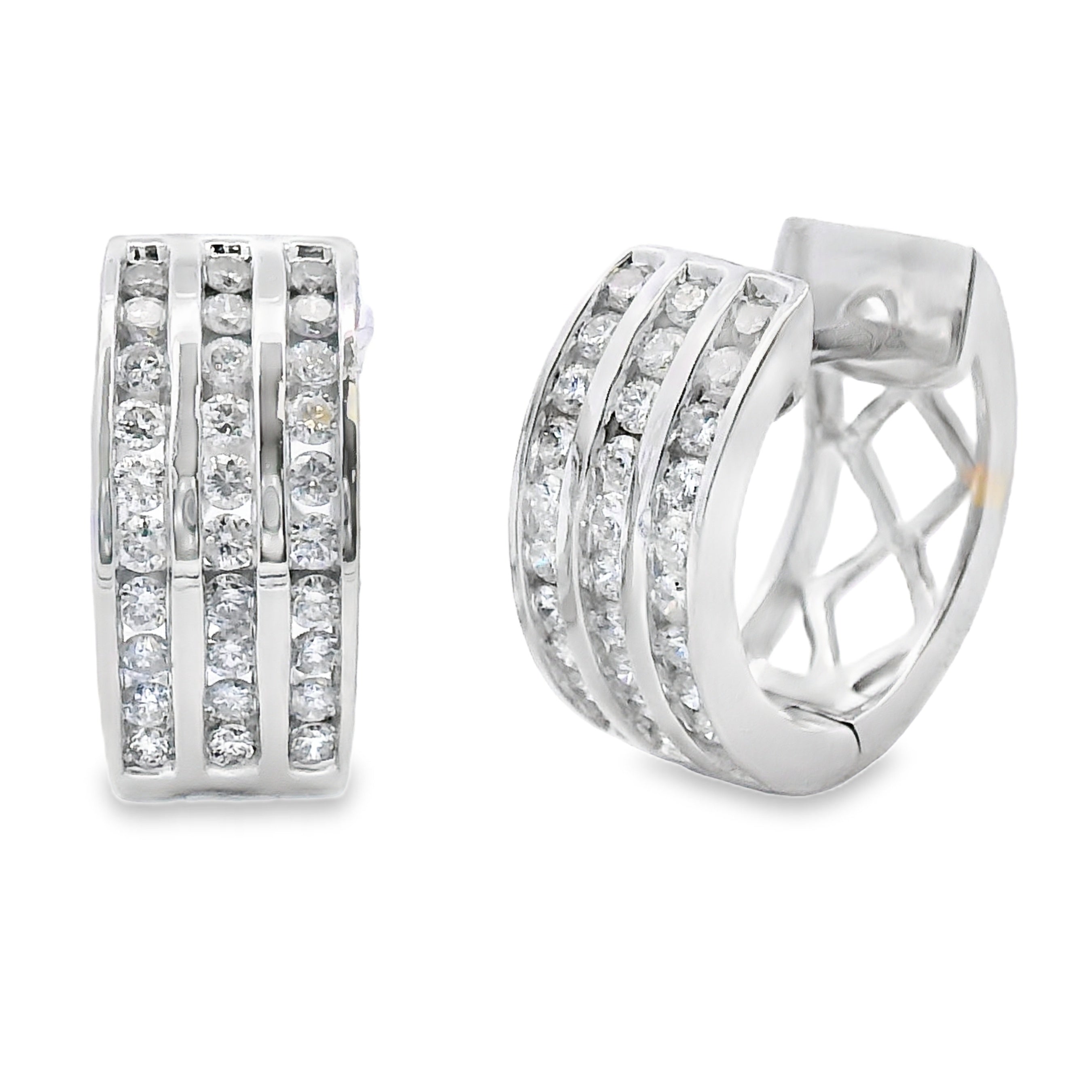 Genuine .50ct Diamond Hoop Earrings 14KT White Gold