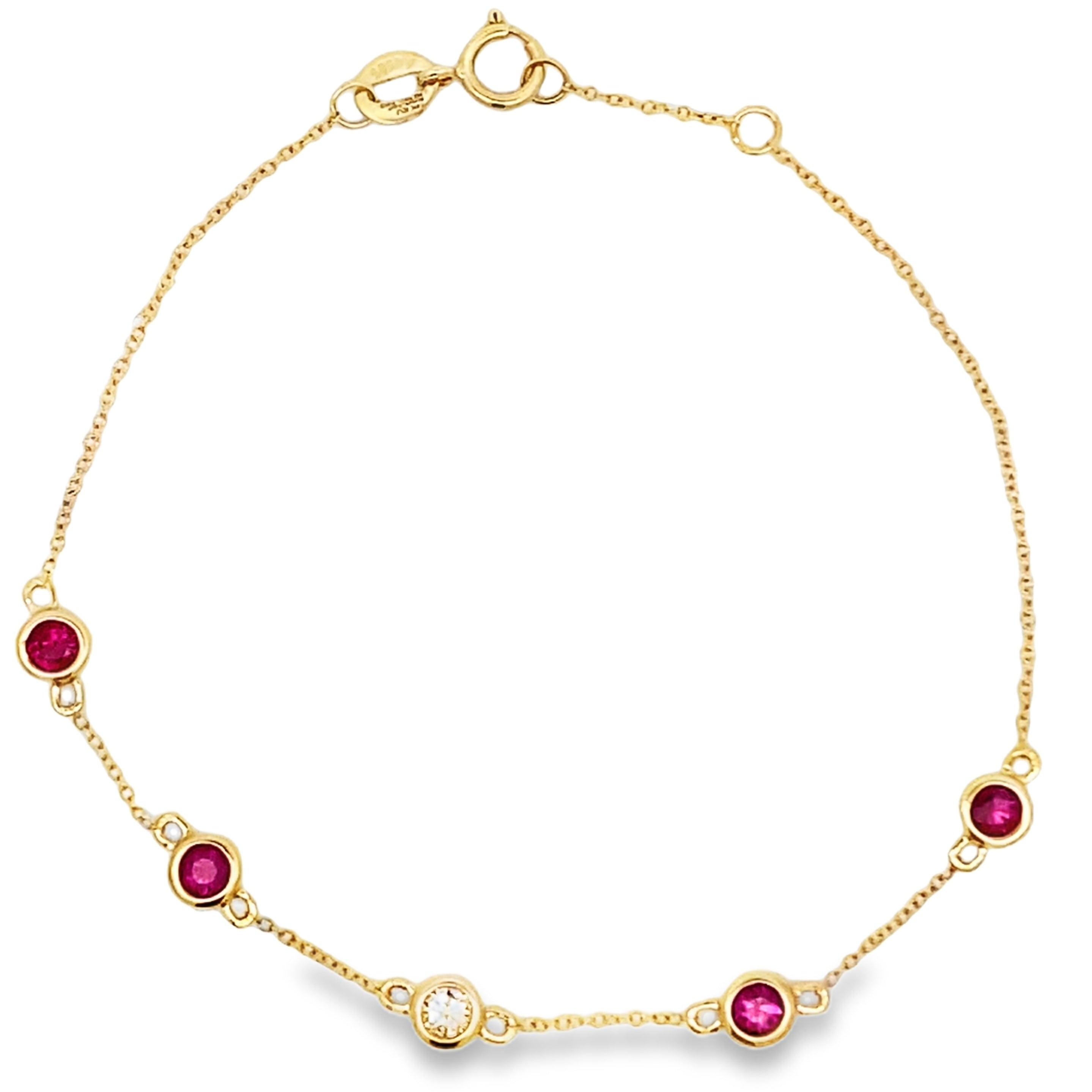 Genuine .66ct Ruby Diamond Bracelet 14KT Yellow Gold