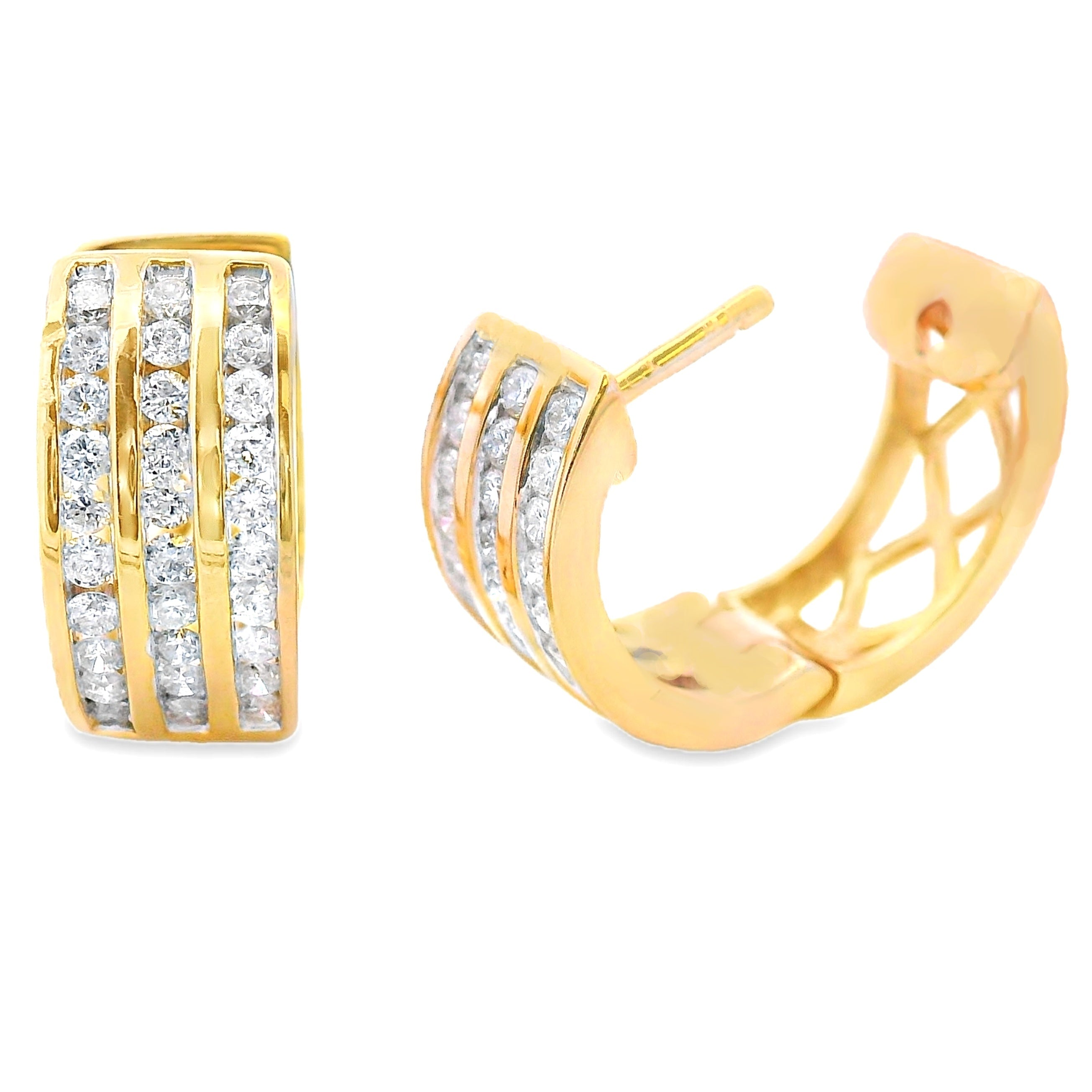 Natural .50ct Diamond Hoop Earrings 14KT Yellow Gold