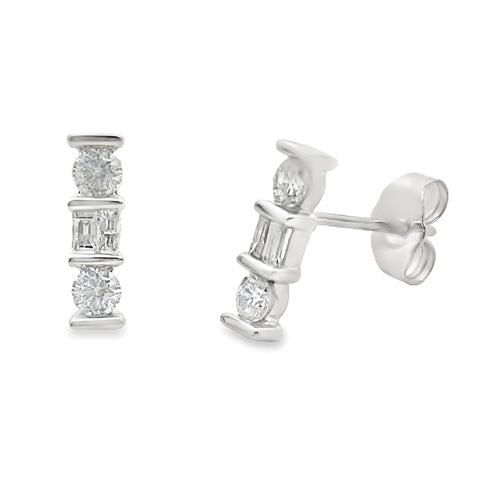 Natural .20ct Diamond Earrings 14KT White Gold