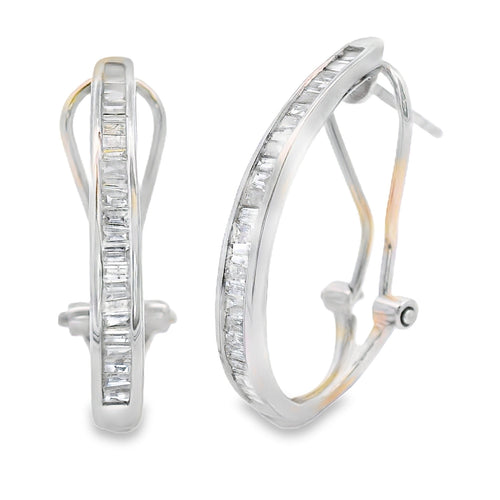 Natural .50ct Diamond Hoop Earrings 14KT White Gold