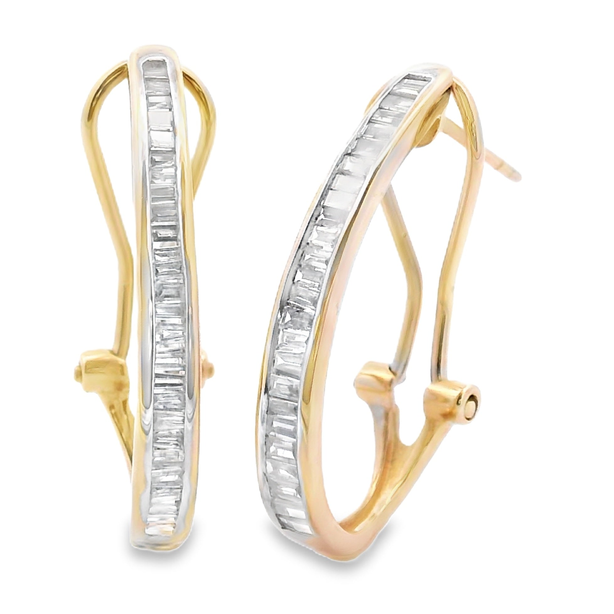 Natural .50ct Diamond Hoop Earrings 14KT Yellow Gold