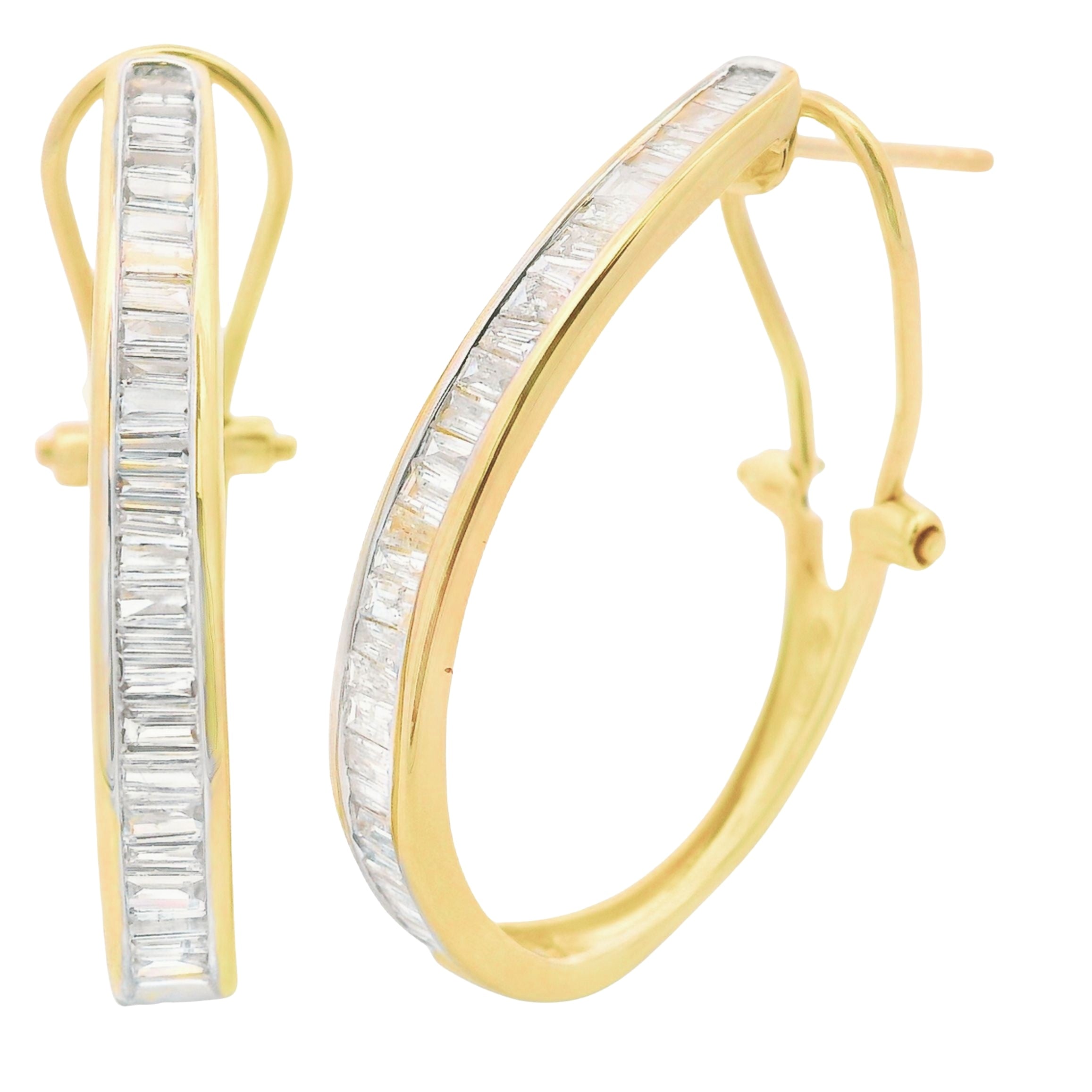 Genuine 1.00ct Diamond Hoop Earrings 14KT Yellow Gold