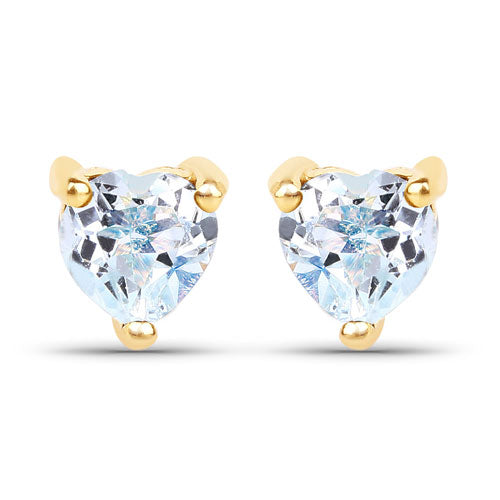 0.70 Carat Genuine Blue Topaz 14K Yellow Gold Earrings