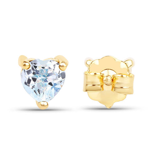 0.70 Carat Genuine Blue Topaz 14K Yellow Gold Earrings