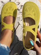 Knit Mary Jane Slip - On Loafers with Strap - Plush Fashion Hub