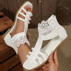 Women's open toe flat sandals with lace detail, comfortable summer footwear by Trendsi, featuring elegant design and open-toe style.