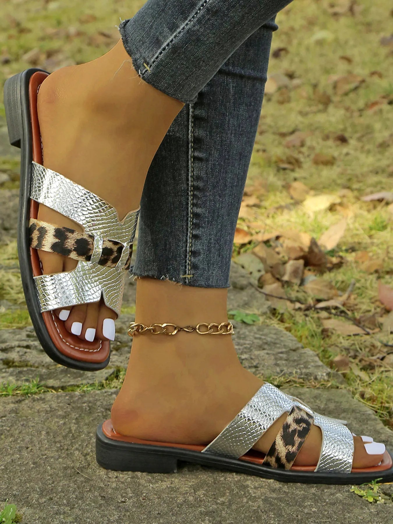 Leopard Print Buckle Strap Sandals - Plush Fashion Hub