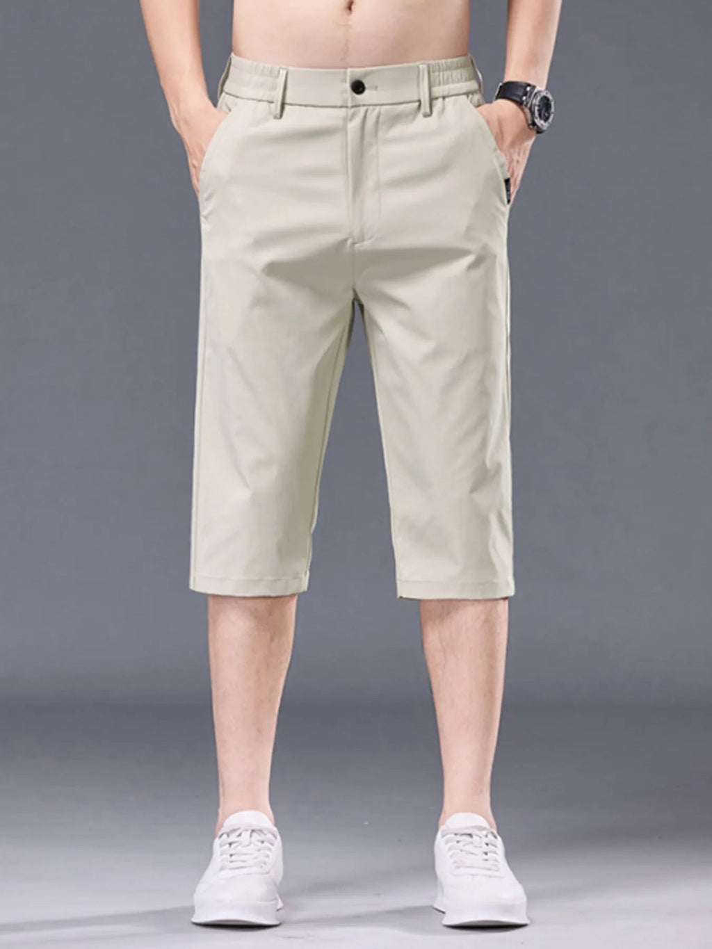 Men's Plus Size Casual Stretch Shorts with Pockets - Plush Fashion Hub