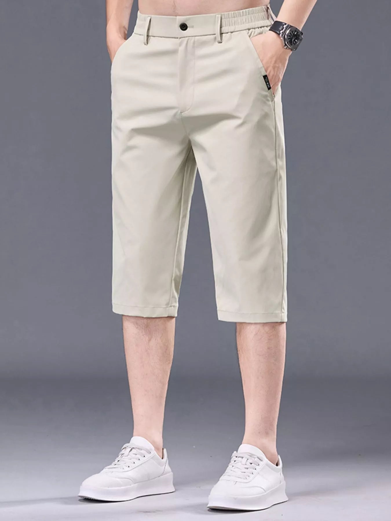 Men's Plus Size Casual Stretch Shorts with Pockets - Plush Fashion Hub