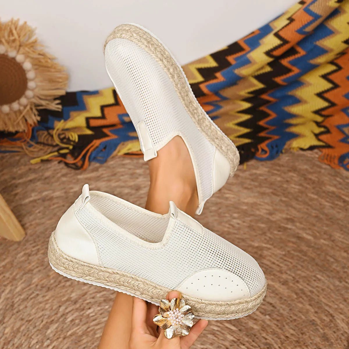 Mesh Espadrille Platform Slip - Ons - Plush Fashion Hub