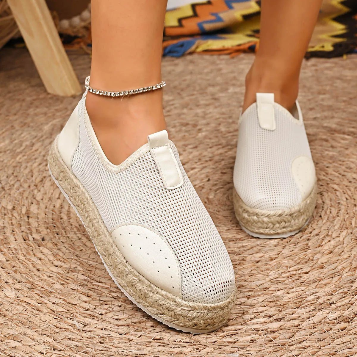 Mesh Espadrille Platform Slip - Ons - Plush Fashion Hub