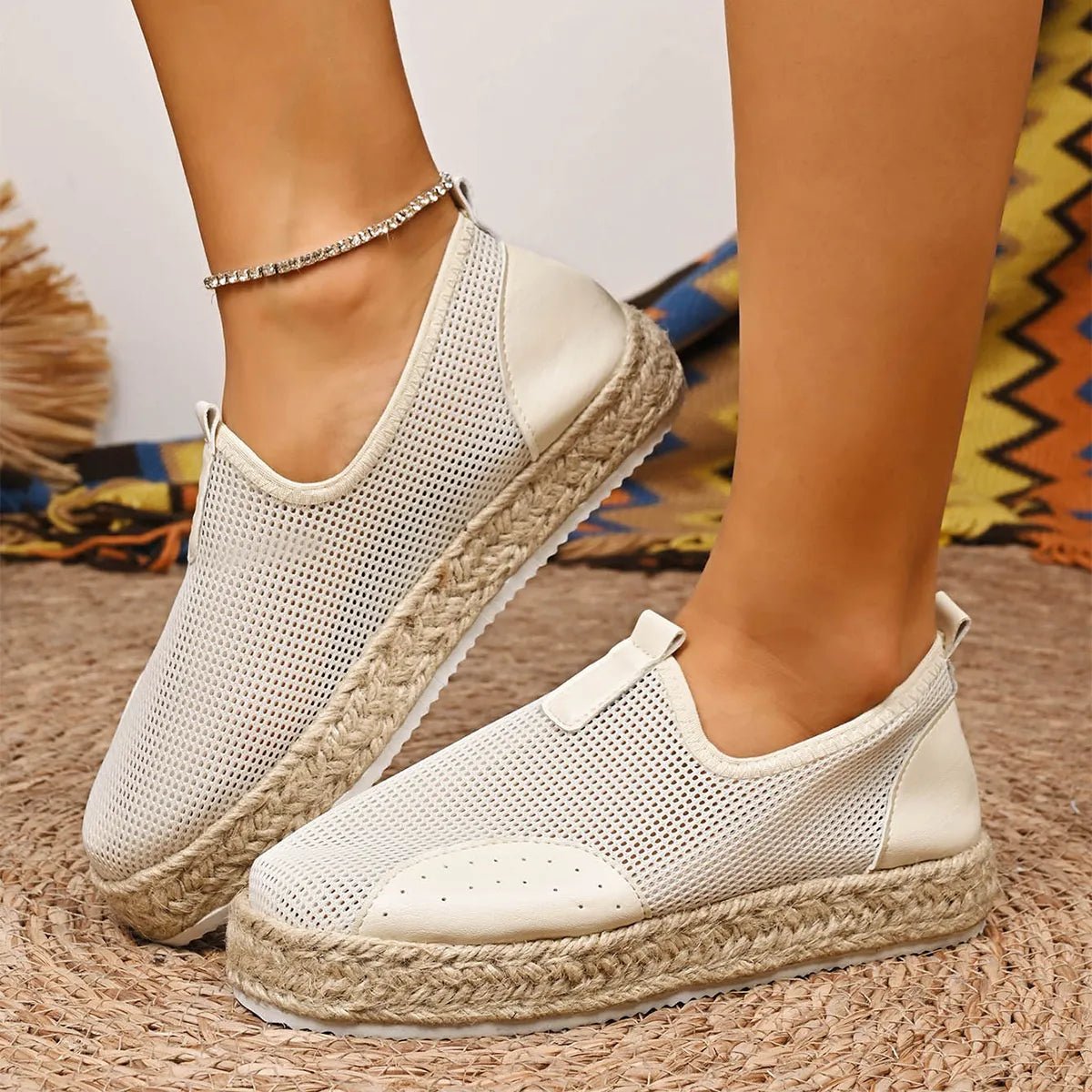 Mesh Espadrille Platform Slip - Ons - Plush Fashion Hub