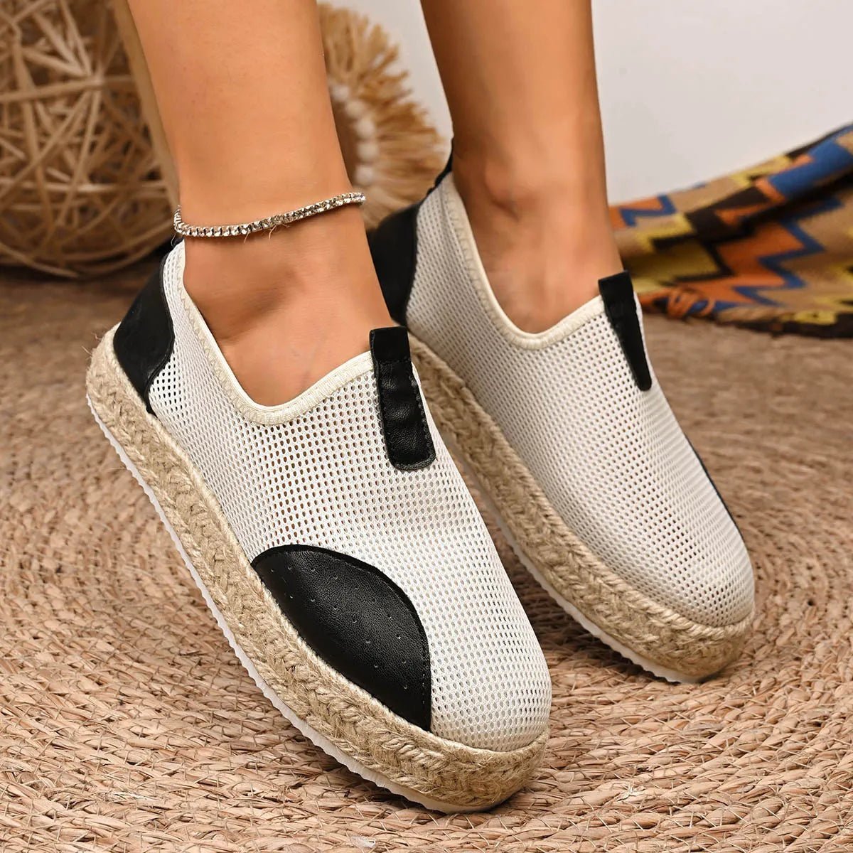 Mesh Espadrille Platform Slip - Ons - Plush Fashion Hub