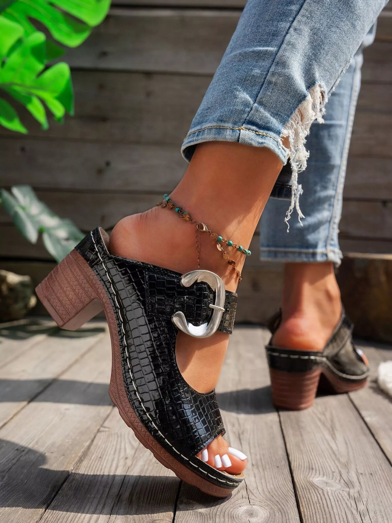Open Toe Block Heels Sandals - Plush Fashion Hub