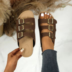 Women's open-toe buckle platform sandals with chunky soles and adjustable straps, perfect for stylish summer footwear.