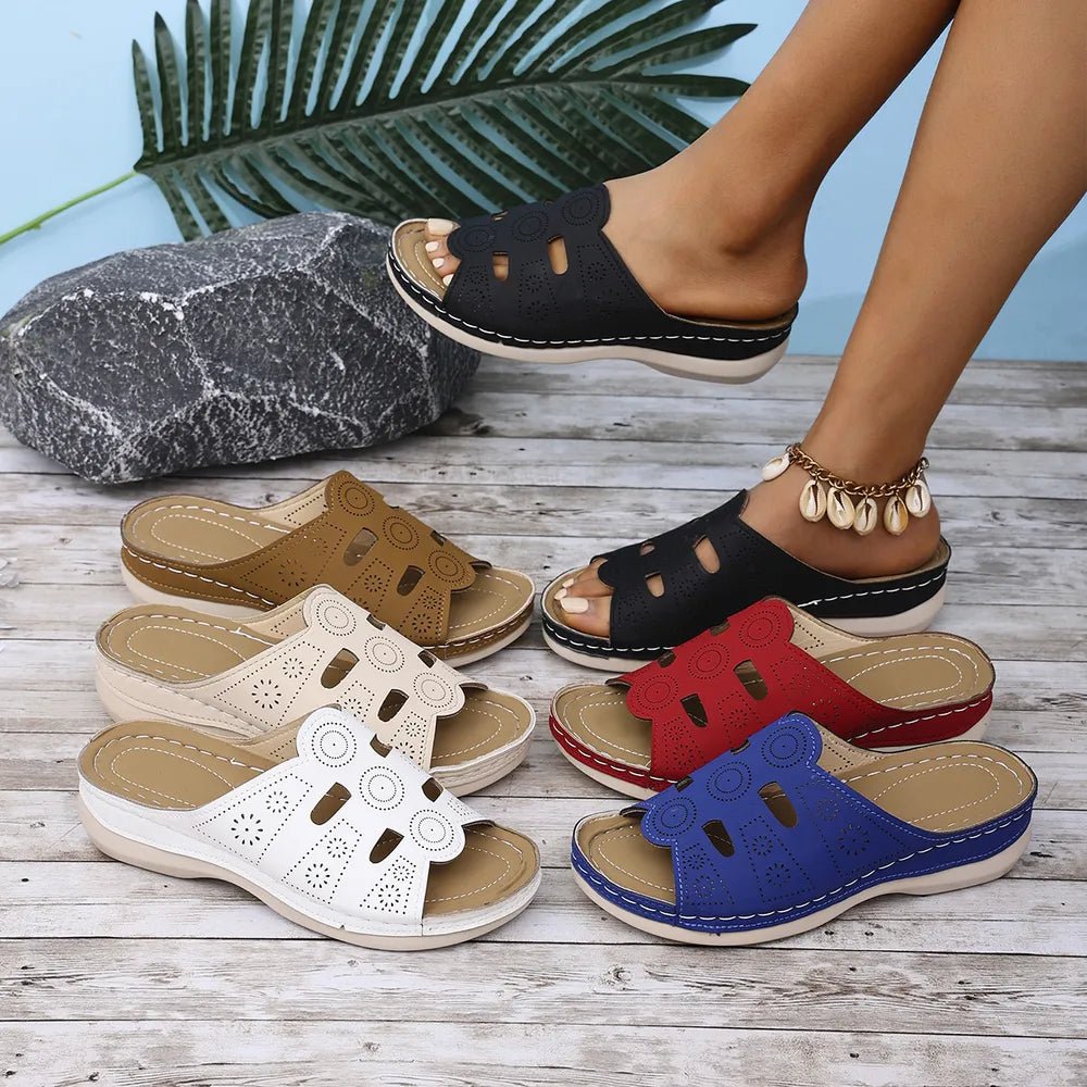 Open - Toe Cutout Sandals - Plush Fashion Hub