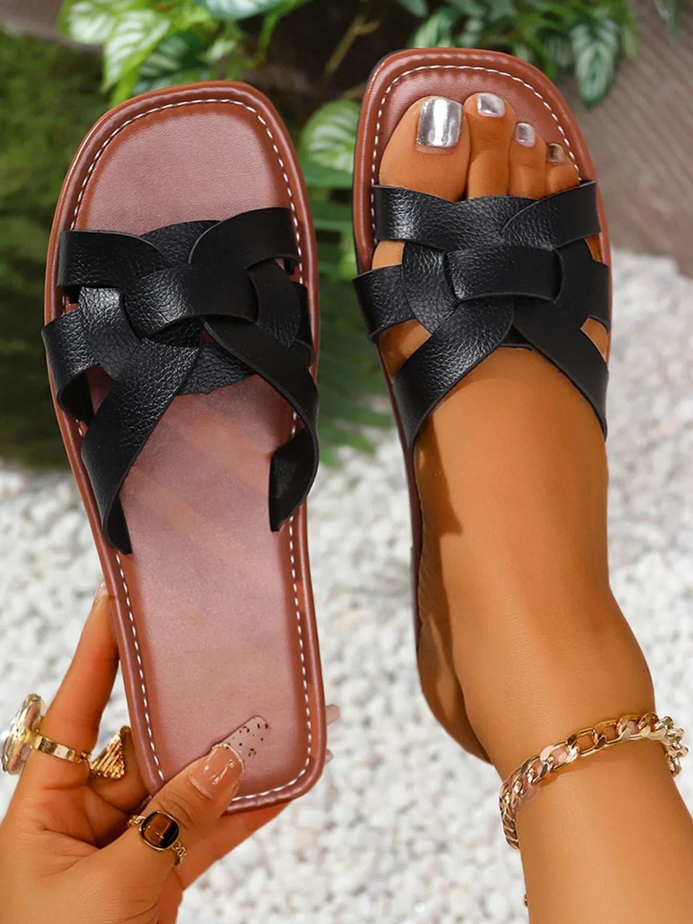 Open Toe Flats Sandals - Plush Fashion Hub