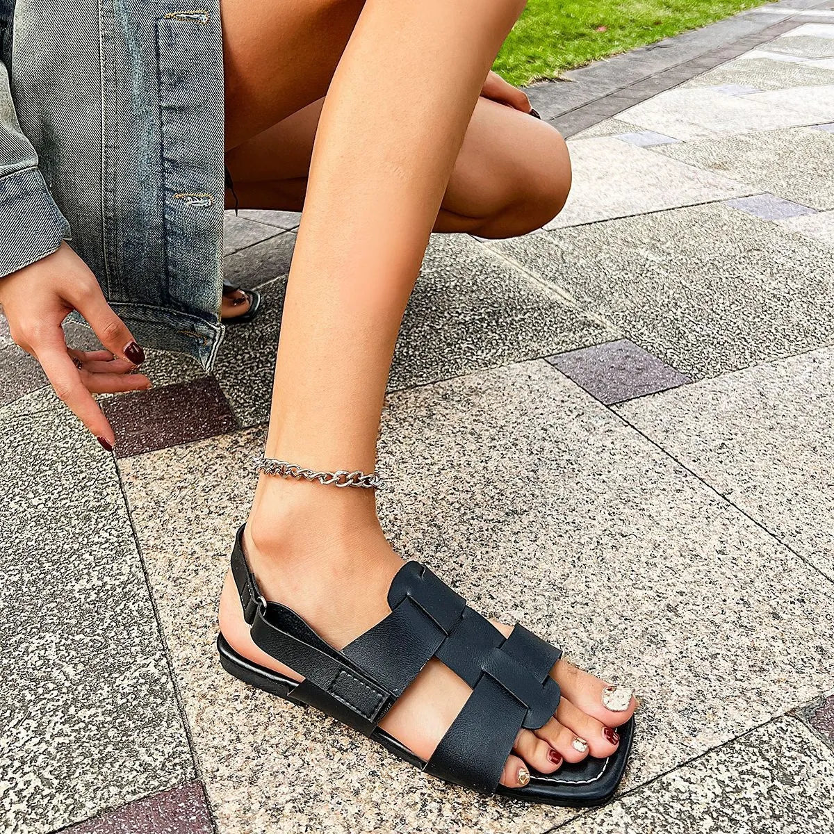 Open Toe Flats Sandals - Plush Fashion Hub