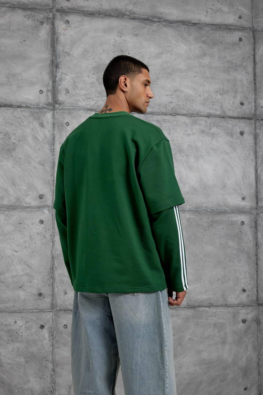 Oversized "404" Graphic T-Shirt – Layered Three - Stripe Long Sleeve - Plush Fashion Hub